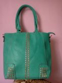 Bolsa de couro ecologico VERDE COM TACHAS